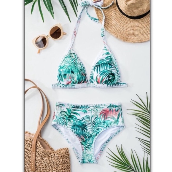 Tropical High Waisted Bikini Set